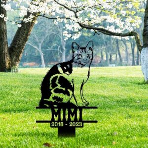 Personalized American Wirehair Cat Memorial Sign Yard Stakes Cat Grave Marker Cemetery Decor Custom Metal Sign 3