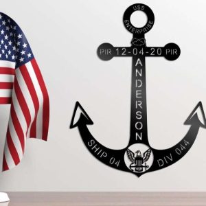 Personalized Anchor US Navy PIR Anchor Sign Navy Boot Camp Graduation Independence Day Veteran Day Patriotic Decor Custom Metal Sign