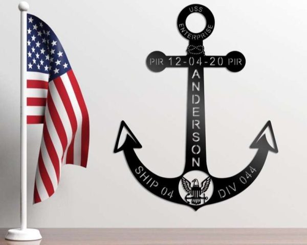 Personalized Anchor US Navy PIR Anchor Sign Navy Boot Camp Graduation Independence Day Veteran Day Patriotic Decor Custom Metal Sign