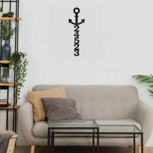 Personalized Anchor Vertical Address Sign House Number Plaque Custom Metal Sign