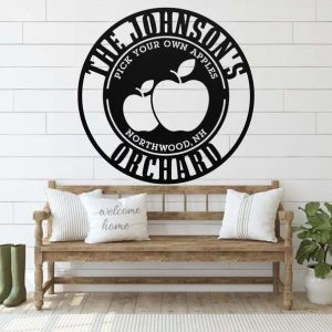 Personalized Apple Orchard Garden V2 Apple Farm Address Sign Decorative Custom Metal Sign Housewarming Gift 1
