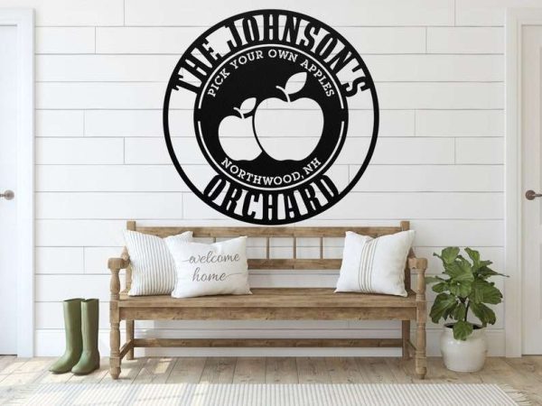 Personalized Apple Orchard Garden V2 Apple Farm Address Sign Decorative Custom Metal Sign Housewarming Gift