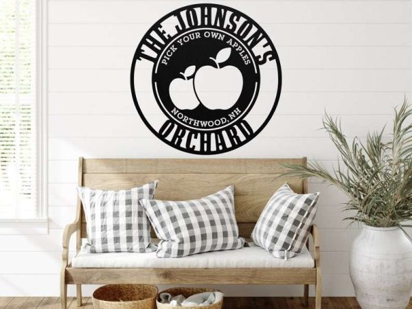 Personalized Apple Orchard Garden V2 Apple Farm Address Sign Decorative Custom Metal Sign Housewarming Gift