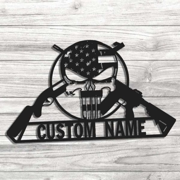 Personalized Armory AR15 Military Sign Punisher Skull Independence Day Veteran Day Patriotic Decor Custom Metal Sign