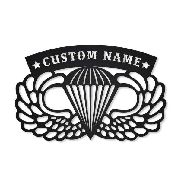 Personalized Army Airborne Sign Parachutist Badge Independence Day Veteran Day Patriotic Decor Custom Metal Sign