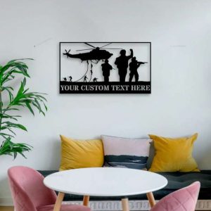 Personalized Army Helicopter Team Sign Independence Day Veteran Day Patriotic Decor Custom Metal Sign 1