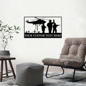 Personalized Army Helicopter Team Sign Independence Day Veteran Day Patriotic Decor Custom Metal Sign 3