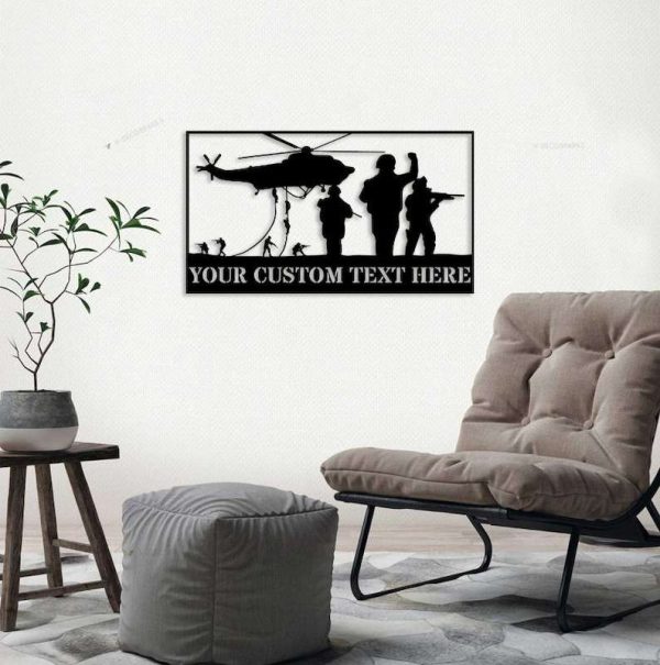 Personalized Army Helicopter Team  Sign Independence Day Veteran Day Patriotic Decor Custom Metal Sign