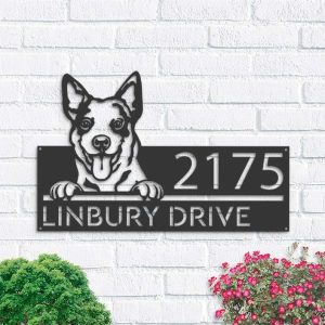 Personalized Australian Cattle Dog Cute Puppy Address Sign House Number Plaque Custom Metal Sign 1