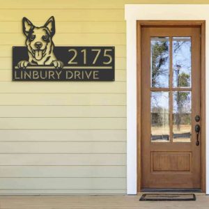 Personalized Australian Cattle Dog Cute Puppy Address Sign House Number Plaque Custom Metal Sign 2