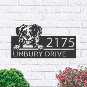 Personalized Australian Shepherd Dog Cute Puppy Address Sign House Number Plaque Custom Metal Sign 1