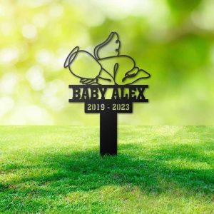 Personalized Baby Angel Memorial Sign Yard Stakes Pregnancy Loss Grave Marker Cemetery Decor Custom Metal Sign 1