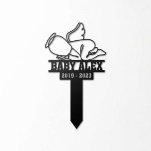 Personalized Baby Angel Memorial Sign Yard Stakes Pregnancy Loss Grave Marker Cemetery Decor Custom Metal Sign 2