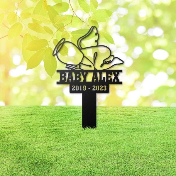 Personalized Baby Angel Memorial Sign Yard Stakes Pregnancy Loss Grave Marker Cemetery Decor Custom Metal Sign