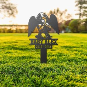Personalized Baby Memorial Sign Yard Stakes Infant Loss Grave Marker Cemetery Decor Custom Metal Sign 3