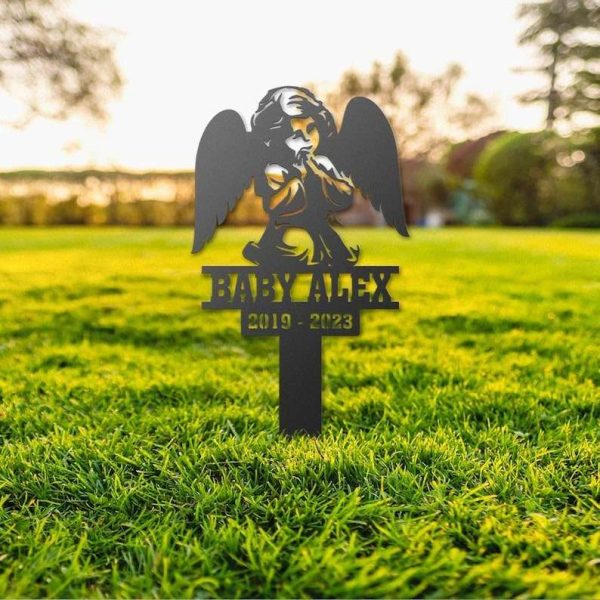 Personalized Baby Memorial Sign Yard Stakes Infant Loss Grave Marker Cemetery Decor Custom Metal Sign