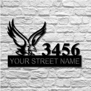 Personalized Bald Eagle Address Sign House Number Plaque Custom Metal Sign 1