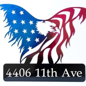 Personalized Bald Eagle American Flag Address Sign Patriotic House Number Plaque Custom Metal Sign