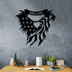 Personalized Bald Eagle We The People American Flag Sign Independence Day Veteran Day Patriotic Decor Custom Metal Sign