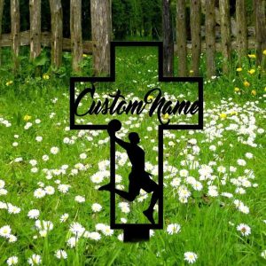 Personalized Basketball Player Memorial Sign Yard Stakes Grave Marker Cemetery Decor Custom Metal Sign