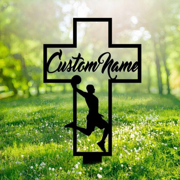 Personalized Basketball Player Memorial Sign Yard Stakes Grave Marker Cemetery Decor Custom Metal Sign