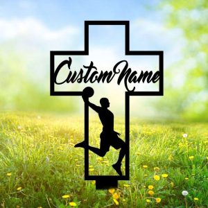 Personalized Basketball Player Memorial Sign Yard Stakes Grave Marker Cemetery Decor Custom Metal Sign 4