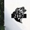 Personalized Bass Fish Address Sign House Number Plaque Custom Metal Sign Realtors Closing Gift 1