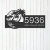 Personalized Beach Scene Summer Palm Tree Address Sign House Number Plaque Custom Metal Sign 3 1
