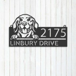 Personalized Beagle Dog Cute Puppy Address Sign House Number Plaque Custom Metal Sign