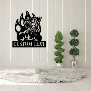 Personalized Bear Paw Address Sign Grizzly Bear Claw Wildlife House Number Plaque Custom Metal Sign 3