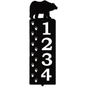 Personalized Bear Tracks Lodge Decor Address Sign House Number Plaque Custom Metal Sign
