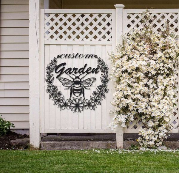 Personalized Bee Floral Garden Decorative Custom Metal Sign