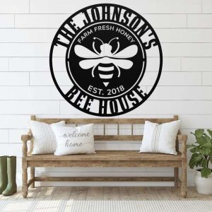 Personalized Bee Garden Farm Fresh Honey Bee HouseDecorative Custom Metal Sign Housewarming Gift 1