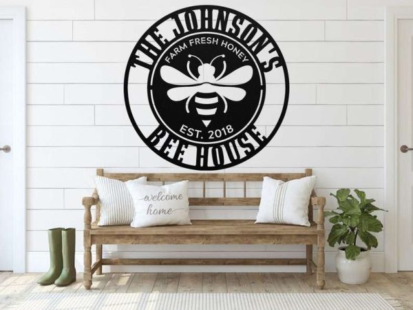 Personalized Bee Garden Farm Fresh Honey Bee HouseDecorative Custom Metal Sign Housewarming Gift