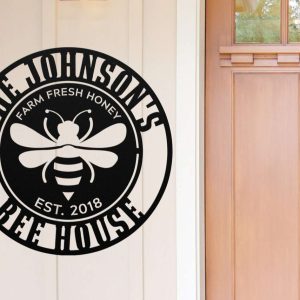 Personalized Bee Garden Farm Fresh Honey Bee HouseDecorative Custom Metal Sign Housewarming Gift 2