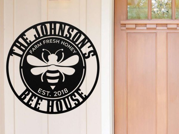 Personalized Bee Garden Farm Fresh Honey Bee HouseDecorative Custom Metal Sign Housewarming Gift