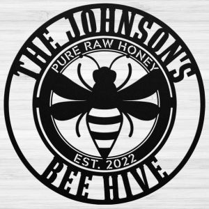 Personalized Bee Garden Pure Raw Honey Bee Hive Decorative Custom Metal Sign Housewarming Gift 2