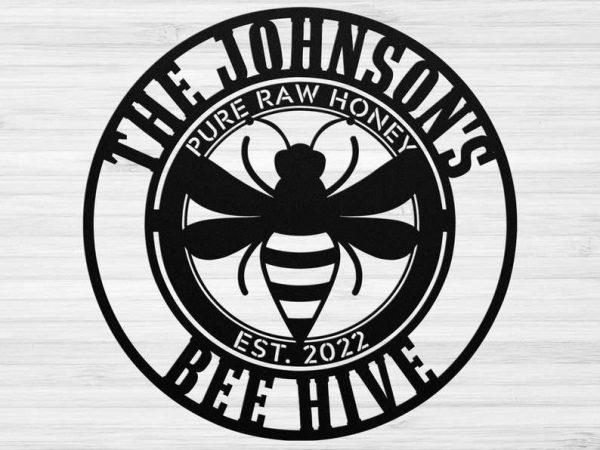 Personalized Bee Garden Pure Raw Honey Bee Hive Decorative Custom Metal Sign Housewarming Gift