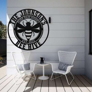 Personalized Bee Garden Pure Raw Honey Bee Hive Decorative Custom Metal Sign Housewarming Gift 3