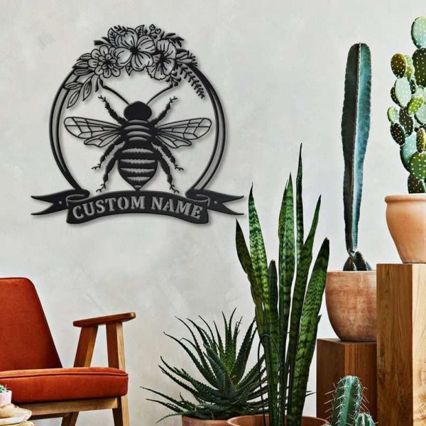 Personalized Bee Honeycombs Garden Decorative Custom Metal Sign