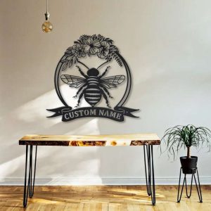 Personalized Bee Honeycombs Garden Decorative Custom Metal Sign 3