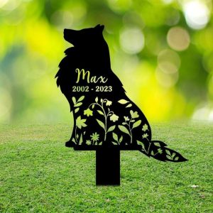 Personalized Belgian Tervuren Dog Memorial Sign Yard Stakes Floral Belgian Tervuren Grave Marker Cemetery Decor Custom Metal Sign 1