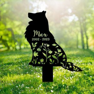 Personalized Belgian Tervuren Dog Memorial Sign Yard Stakes Floral Belgian Tervuren Grave Marker Cemetery Decor Custom Metal Sign