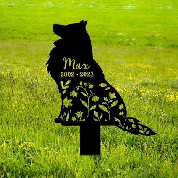 Personalized Belgian Tervuren Dog Memorial Sign Yard Stakes Floral Belgian Tervuren Grave Marker Cemetery Decor Custom Metal Sign