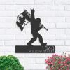 Personalized Bigfoot Sasquatch With Canada Flag Address Sign House Number Plaque Custom Metal Sign 1