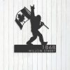 Personalized Bigfoot Sasquatch With Canada Flag Address Sign House Number Plaque Custom Metal Sign 3