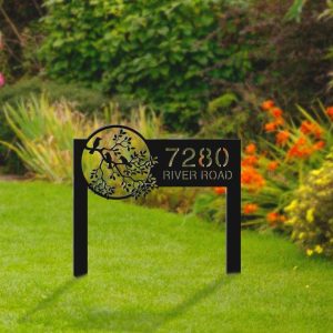 Personalized Bird Garden Yard Stakes Address Sign House Number Plaque Custom Metal Sign