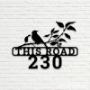 Personalized Bird on the Tree Swirl Address Sign House Number Plaque Custom Metal Sign 2