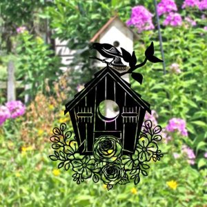 Personalized Birdhouse And Flowers Evergreen Garden Decorative Custom Metal Sign 3