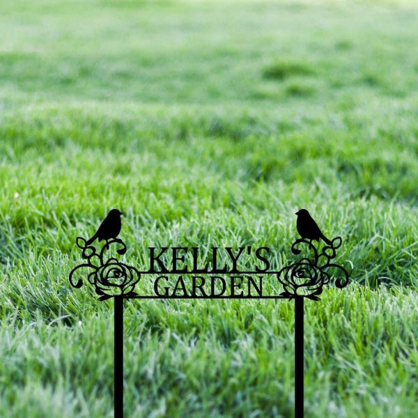 Personalized Birds Perching Flower Garden Yard Stakes Decorative Custom Metal Sign